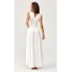 Rochie cununie civila midi, din satin, alba, asimetrica, cu trena, Jennifer 4 - jojofashion.ro