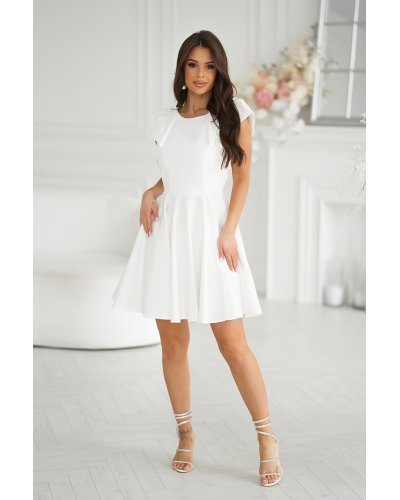 Rochie cununie civila scurta babydoll alba cu volane Avery Rochii cununie civila, Rochie cununie civila scurta babydoll alba cu volane Avery - jojofashion.ro