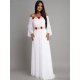 Rochie cununie civila alba lunga din voal AngelD 2 - jojofashion.ro