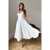 Rochie de cununie civila midi, in clos, alba, cu umerii goi, vaporoasa, Fabiola
