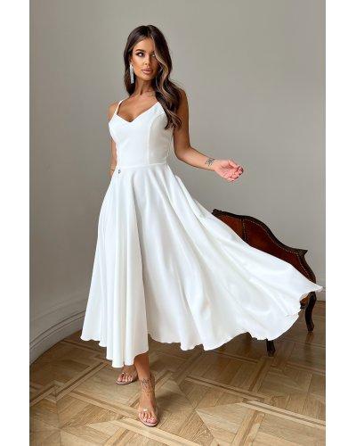 Rochie de cununie civila midi, in clos, alba, cu umerii goi, vaporoasa, Fabiola Rochie de cununie civila midi, in clos, alba, cu umerii goi, vaporoasa, Fabiola - jojofashion.ro