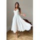 Rochie de cununie civila midi, in clos, alba, cu umerii goi, vaporoasa, Fabiola 2 - jojofashion.ro