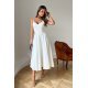 Rochie de cununie civila midi, in clos, alba, cu umerii goi, vaporoasa, Fabiola 6 - jojofashion.ro