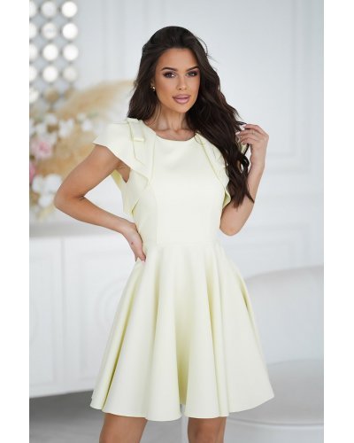 Rochie baby doll scurta galbena cu volane Avery Rochii de zi, Rochie baby doll scurta galbena cu volane Avery - jojofashion.ro