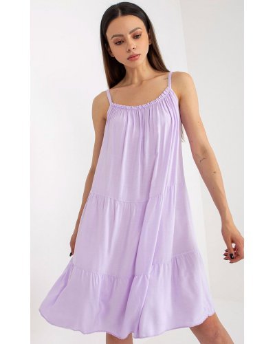 Rochie midi lila din vascoza vaporoasa cu volane Amedia Rochii de vara, Rochie midi lila din vascoza vaporoasa cu volane Amedia - jojofashion.ro