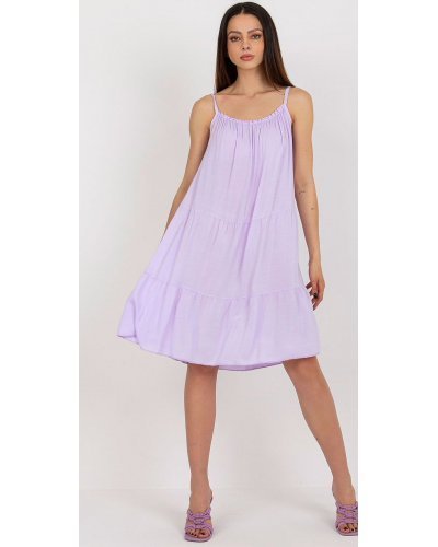 Rochie midi lila din vascoza vaporoasa cu volane Amedia Rochii de vara, Rochie midi lila din vascoza vaporoasa cu volane Amedia - jojofashion.ro