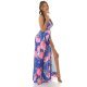 Rochie lunga de vara albastra cu flori vaporoasa Cataleya 5 - jojofashion.ro