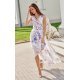 Rochie de vara lunga, din chiffon, ecru cu flori albastre, asimetrica, vaporoasa, Mirla 2 - jojofashion.ro