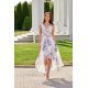 Rochie de vara lunga, din chiffon, ecru cu flori albastre, asimetrica, vaporoasa, Mirla 3 - jojofashion.ro