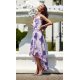 Rochie de vara lunga din chiffon ecru cu flori mov vaporoasa Mirla 3 - jojofashion.ro
