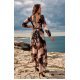 Rochie de vara lunga din voal neagra cu flori vaporoasa cu maneca lunga Anamaria 3 - jojofashion.ro