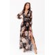 Rochie de vara lunga din voal neagra cu flori vaporoasa cu maneca lunga Anamaria 4 - jojofashion.ro