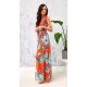 Rochie de vara lunga, din voal, orange cu flori, vaporoasa, Brietta 3 - jojofashion.ro