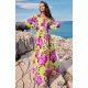 Rochie de vara lunga, galbena cu flori lila, cu maneca lunga si umeri goi, Rosalie Rochie de vara lunga, galbena cu flori lila, cu maneca lunga si umeri goi, Rosalie 2 - jojofashion.ro