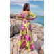Rochie de vara lunga, galbena cu flori lila, cu maneca lunga si umeri goi, Rosalie Rochie de vara lunga, galbena cu flori lila, cu maneca lunga si umeri goi, Rosalie 3 - jojofashion.ro