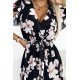 Rochie de vara plisata, lunga, neagra cu flori ecru, vaporoasa, Isolda 7 - jojofashion.ro