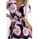 Rochie lunga de vara neagra cu flori roz vaporoasa plisata Isolda 7 - jojofashion.ro
