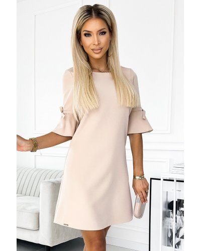 Rochie scurta bej Florenta Rochii de zi, Rochie scurta bej Florenta - jojofashion.ro