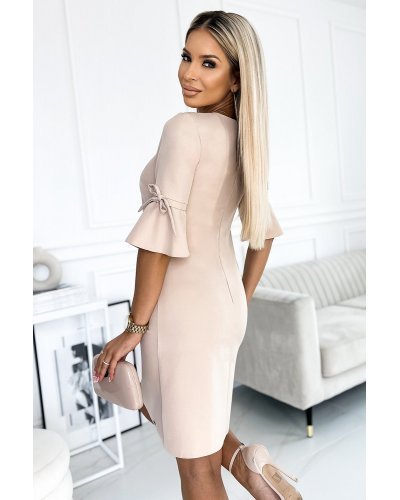 Rochie scurta bej Florenta Rochii de zi, Rochie scurta bej Florenta - jojofashion.ro
