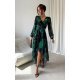 Rochie eleganta din voal verde lunga cu flori cu maneca lunga vaporoasa Sureya 2 - jojofashion.ro