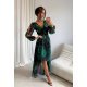 Rochie eleganta din voal verde lunga cu flori cu maneca lunga vaporoasa Sureya 3 - jojofashion.ro