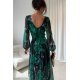 Rochie eleganta din voal verde lunga cu flori cu maneca lunga vaporoasa Sureya 5 - jojofashion.ro