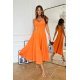 Rochie eleganta midi, de vara, orange, cu umerii goi, vaporoasa, Fabiola 2 - jojofashion.ro