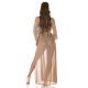 Rochie pareo de plaja, lunga, cappuccino, cu decupaje sexy, Kathrin 3 - jojofashion.ro
