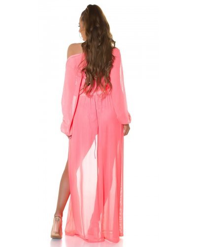 Rochie pareo de plaja, lunga, corai, cu decupaje sexy, Kathrin Rochii de vara, Rochie pareo de plaja, lunga, corai, cu decupaje sexy, Kathrin - jojofashion.ro