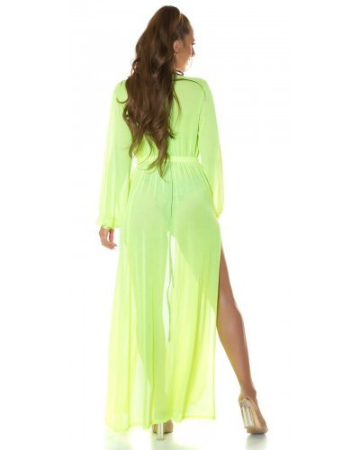 Rochie pareo de plaja, lunga, galbena, cu decupaje sexy, Kathrin Rochii de vara, Rochie pareo de plaja, lunga, galbena, cu decupaje sexy, Kathrin - jojofashion.ro
