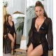 Rochie neagra pareo de plaja cu maneca lunga vaporoasa Carys Rochie neagra pareo de plaja cu maneca lunga vaporoasa Carys 5 - jojofashion.ro