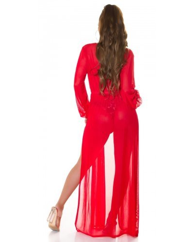 Rochie pareo de plaja, lunga, rosie, cu decupaje sexy, Kathrin Rochii de vara, Rochie pareo de plaja, lunga, rosie, cu decupaje sexy, Kathrin - jojofashion.ro