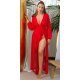 Rochie lunga rosie pareo de plaj cu maneca lunga vaporoasa Carys Rochie lunga rosie pareo de plaj cu maneca lunga vaporoasa Carys 2 - jojofashion.ro