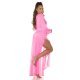 Rochie pareo de plaja, lunga, roz bombon, cu decupaje sexy, Kathrin 4 - jojofashion.ro