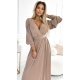 Rochie lunga bej vaporoasa cu maneca lunga Esther 4 - jojofashion.ro