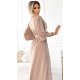 Rochie lunga bej vaporoasa cu maneca lunga Esther 5 - jojofashion.ro