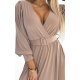 Rochie lunga bej vaporoasa cu maneca lunga Esther 7 - jojofashion.ro