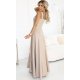 Rochie de ocazie eleganta lunga bej din brocart evazata AureliaN 3 - jojofashion.ro