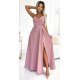 Rochie lunga eleganta roz pudrat petrecuta Scarlett 2 - jojofashion.ro