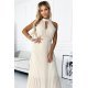 Rochie lunga din chiffon bej plisata vaporoasa Yette 6 - jojofashion.ro