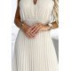 Rochie lunga din chiffon bej plisata vaporoasa Yette 7 - jojofashion.ro