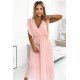 Rochie lunga din chiffon roz piersica plisata petrecuta Giorgia 4 - jojofashion.ro