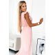 Rochie lunga din chiffon roz piersica plisata petrecuta Giorgia 5 - jojofashion.ro