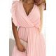 Rochie lunga din chiffon roz piersica plisata petrecuta Giorgia 7 - jojofashion.ro