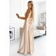 Rochie de ocazie lunga, din satin bej, petrecuta, Scarlett 3 - jojofashion.ro