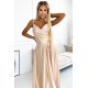 Rochie de ocazie lunga, din satin bej, petrecuta, Scarlett 4 - jojofashion.ro