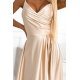 Rochie de ocazie lunga, din satin bej, petrecuta, Scarlett 7 - jojofashion.ro