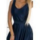 Rochie de ocazie lunga, din satin, bleumarin navy, Cindy 7 - jojofashion.ro