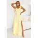 Rochie de ocazie lunga galbena cu floare pe bust MoniqueW 2 - jojofashion.ro