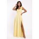 Rochie de ocazie lunga galbena cu floare pe bust MoniqueW 4 - jojofashion.ro